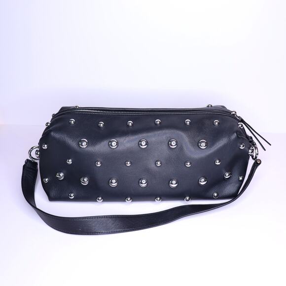 & OTHER STORIES Soft Leather Studded Shoulder Bag Black and Silver - Picture 2 of 9